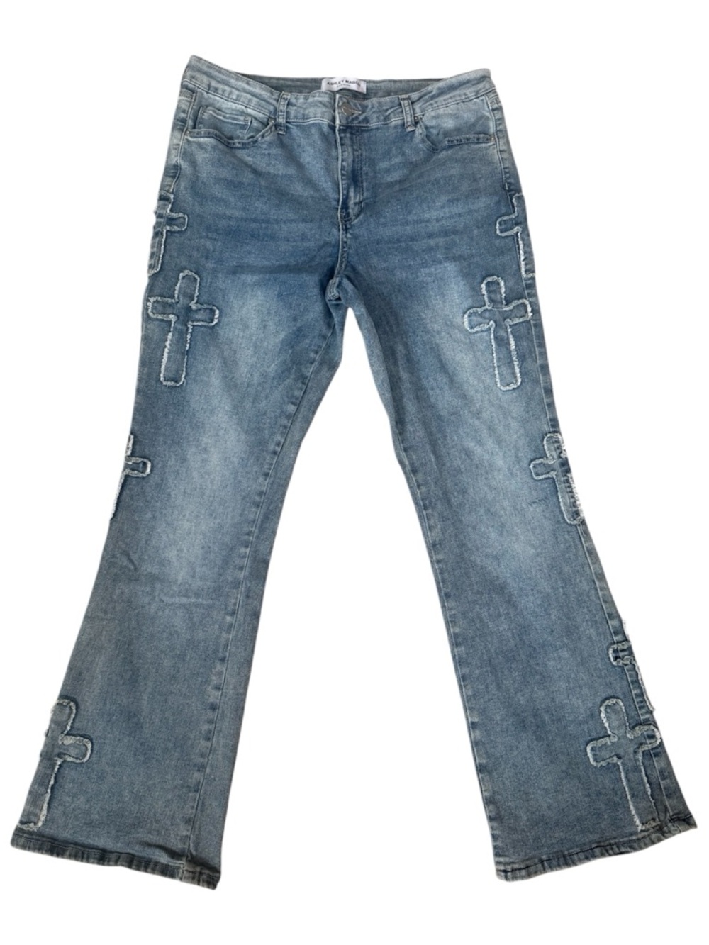 Ashley Mason cross patch jeans